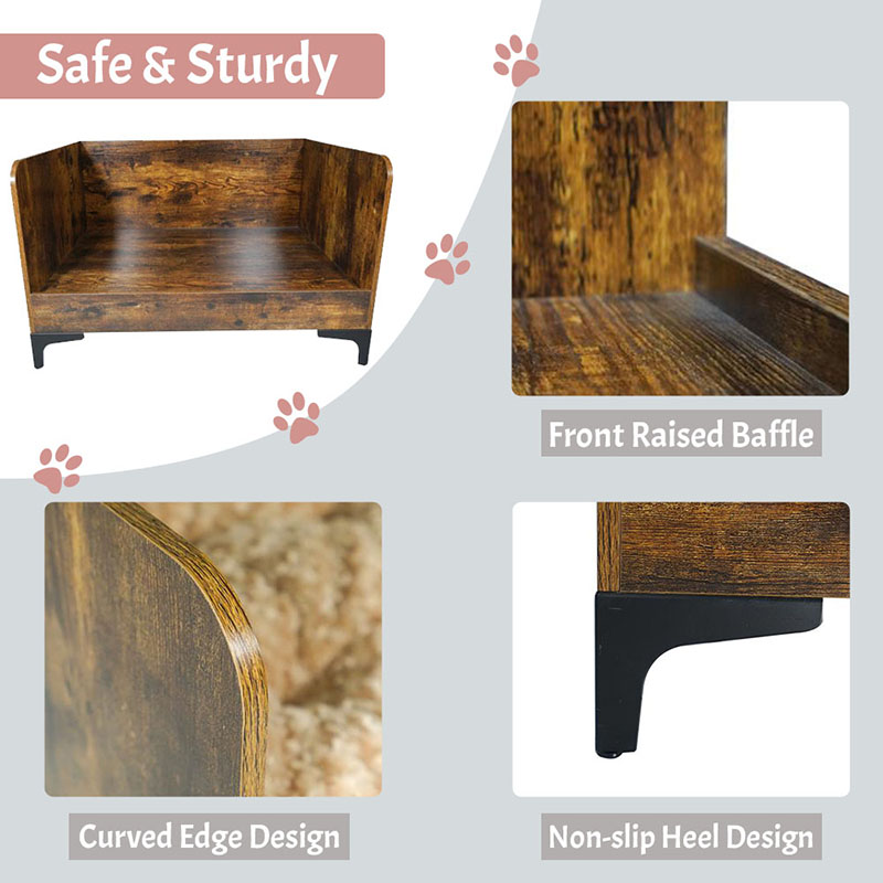 프레임이있는 현대의 실내 나무 높은 개 침대 프레임이있는 현대의 실내 나무 높은 개 침대