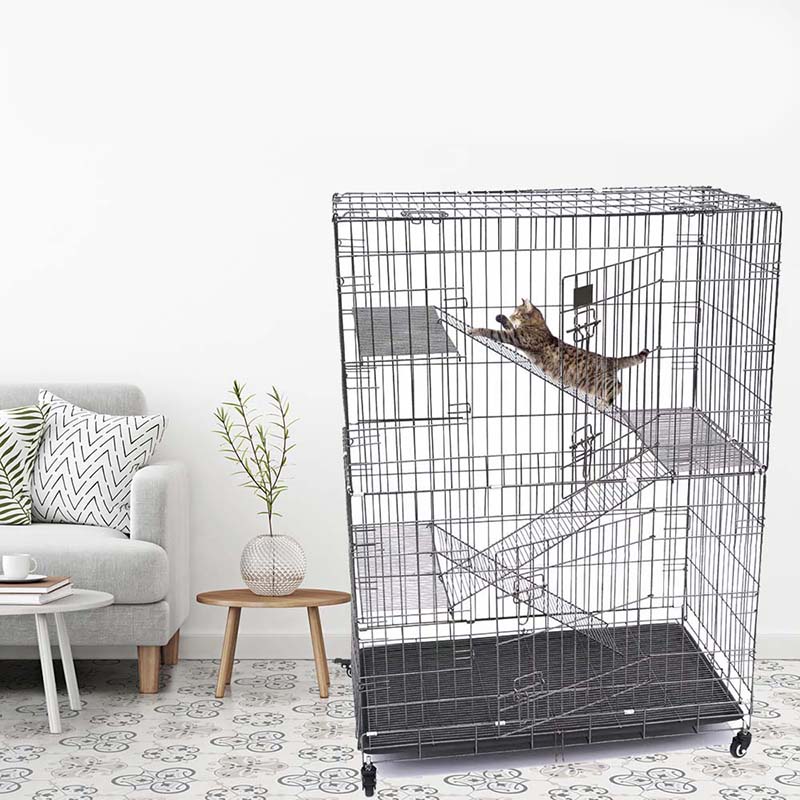 바퀴가 달린 2/3/4 계층 대형 실내 와이어 금속 고양이 케이지 바퀴가 달린 2/3/4 계층 대형 실내 와이어 금속 고양이 케이지
