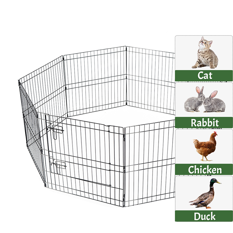 상단 커버 및 하단 패드가있는 8 패널 접이식 와이어 금속 개 플레이 펜 상단 커버 및 하단 패드가있는 8 패널 접이식 와이어 금속 개 플레이 펜