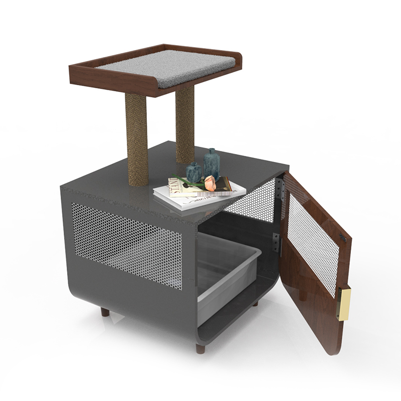 쓰레기 캐비닛이있는 나무 숨겨진 화장실 가구 고양이 케이지 쓰레기 캐비닛이있는 나무 숨겨진 화장실 가구 고양이 케이지