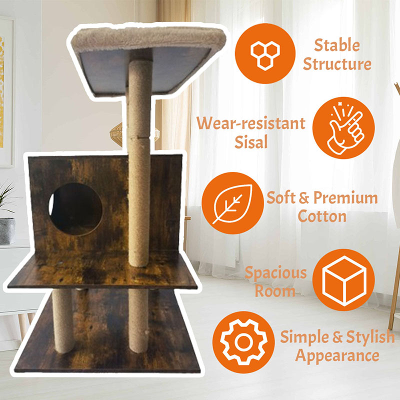 나무 타워 고양이 집 사이알 긁힘 포스트 고양이 나무 등반 프레임 나무 타워 고양이 집 사이알 긁힘 포스트 고양이 나무 등반 프레임