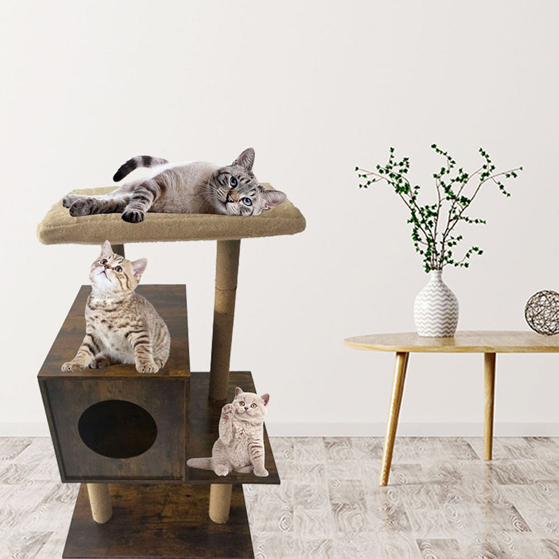 나무 타워 고양이 집 사이알 긁힘 포스트 고양이 나무 등반 프레임 나무 타워 고양이 집 사이알 긁힘 포스트 고양이 나무 등반 프레임