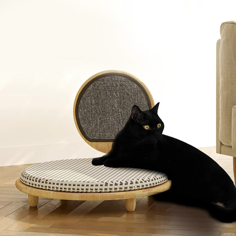긁힘 보드가있는 단단한 나무 아늑한 고양이 침대 둥지 긁힘 보드가있는 단단한 나무 아늑한 고양이 침대 둥지
