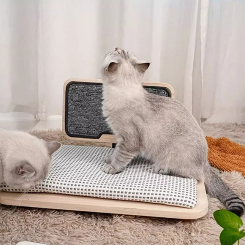 긁힘 보드가있는 단단한 나무 아늑한 고양이 침대 둥지 긁힘 보드가있는 단단한 나무 아늑한 고양이 침대 둥지