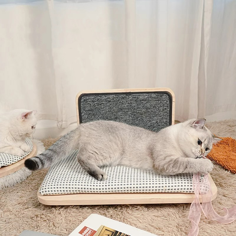 긁힘 보드가있는 단단한 나무 아늑한 고양이 침대 둥지 긁힘 보드가있는 단단한 나무 아늑한 고양이 침대 둥지