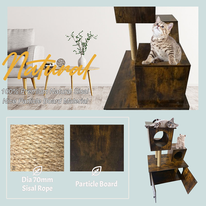 나무 고양이 집 타워 실내 고양이 나무 등반 프레임이있는 쓰레기통 나무 고양이 집 타워 실내 고양이 나무 등반 프레임이있는 쓰레기통