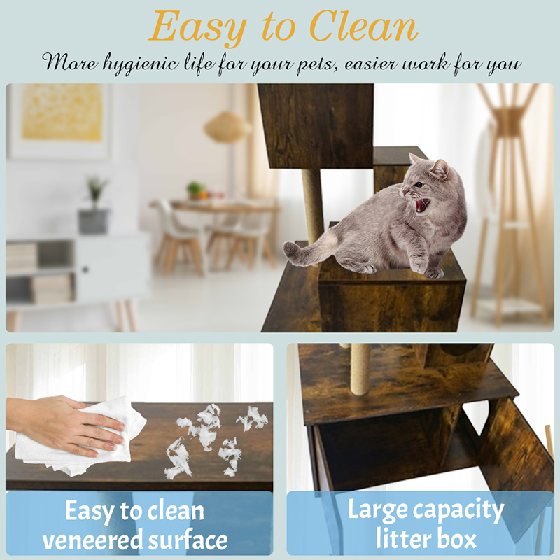 나무 고양이 집 타워 실내 고양이 나무 등반 프레임이있는 쓰레기통 나무 고양이 집 타워 실내 고양이 나무 등반 프레임이있는 쓰레기통