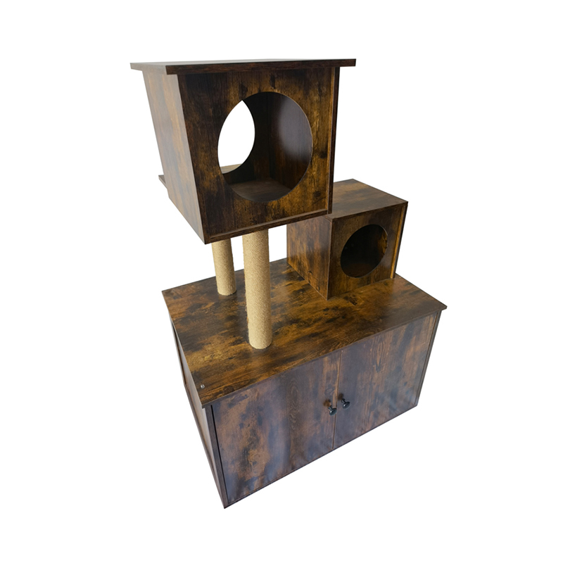 나무 고양이 집 타워 실내 고양이 나무 등반 프레임이있는 쓰레기통