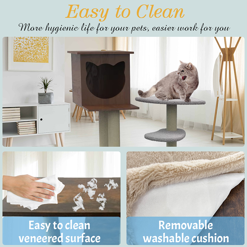 우드 고양이 타워 콘도 등반 프레임 실내 고양이 나무 우드 고양이 타워 콘도 등반 프레임 실내 고양이 나무