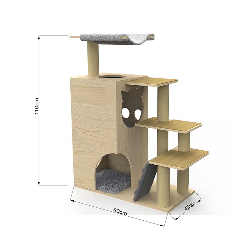 시살 긁힘 기둥이있는 목재 타워 콘도 고양이 나무 등반 프레임 시살 긁힘 기둥이있는 목재 타워 콘도 고양이 나무 등반 프레임