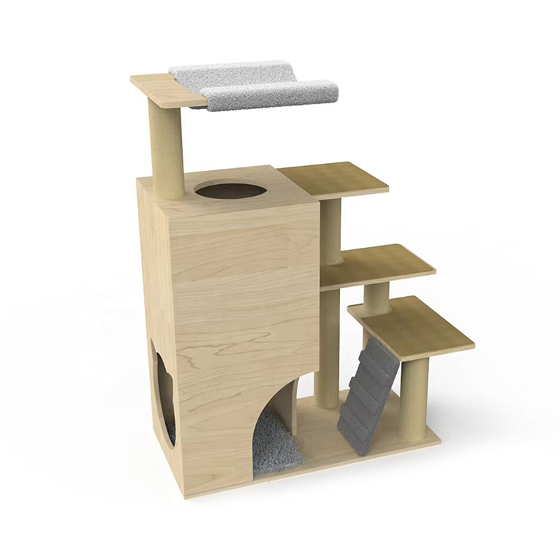 시살 긁힘 기둥이있는 목재 타워 콘도 고양이 나무 등반 프레임 시살 긁힘 기둥이있는 목재 타워 콘도 고양이 나무 등반 프레임