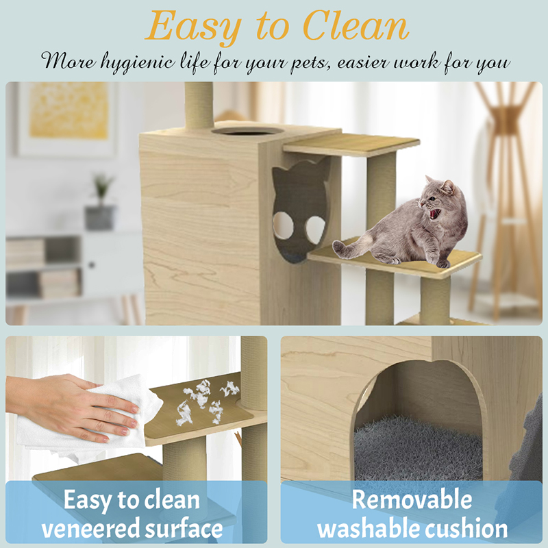 시살 긁힘 기둥이있는 목재 타워 콘도 고양이 나무 등반 프레임 시살 긁힘 기둥이있는 목재 타워 콘도 고양이 나무 등반 프레임