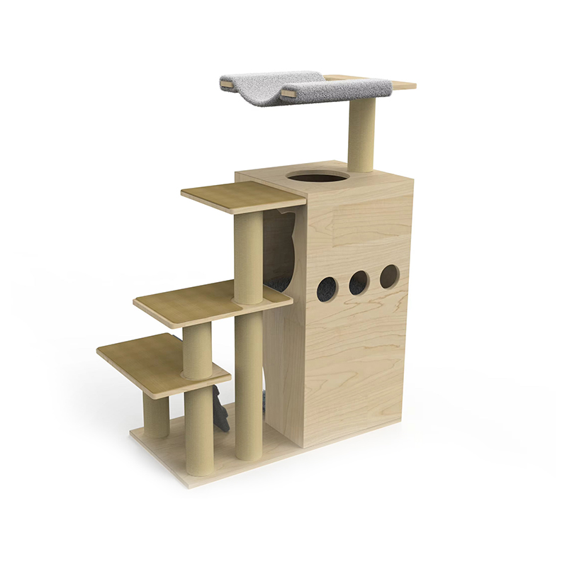 시살 긁힘 기둥이있는 목재 타워 콘도 고양이 나무 등반 프레임 시살 긁힘 기둥이있는 목재 타워 콘도 고양이 나무 등반 프레임