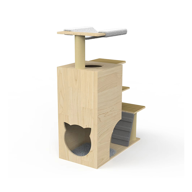 시살 긁힘 기둥이있는 목재 타워 콘도 고양이 나무 등반 프레임 시살 긁힘 기둥이있는 목재 타워 콘도 고양이 나무 등반 프레임