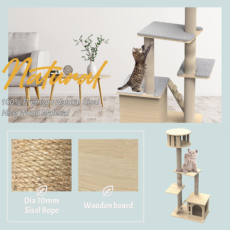 등산 사이알 긁힘 포스트 고양이 나무가있는 실내 나무 타워 등산 사이알 긁힘 포스트 고양이 나무가있는 실내 나무 타워