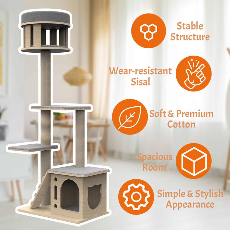 등산 사이알 긁힘 포스트 고양이 나무가있는 실내 나무 타워 등산 사이알 긁힘 포스트 고양이 나무가있는 실내 나무 타워