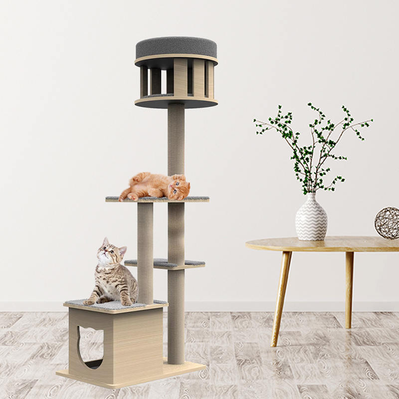 등산 사이알 긁힘 포스트 고양이 나무가있는 실내 나무 타워 등산 사이알 긁힘 포스트 고양이 나무가있는 실내 나무 타워