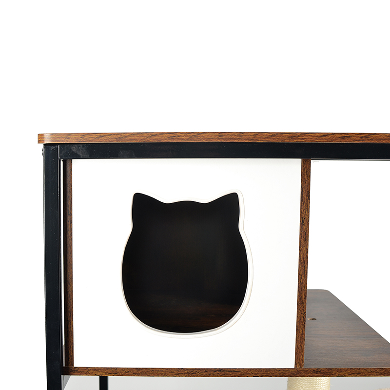 해먹이있는 현대식 나무 및 금속 고양이 나무 실내 타워 콘도 해먹이있는 현대식 나무 및 금속 고양이 나무 실내 타워 콘도