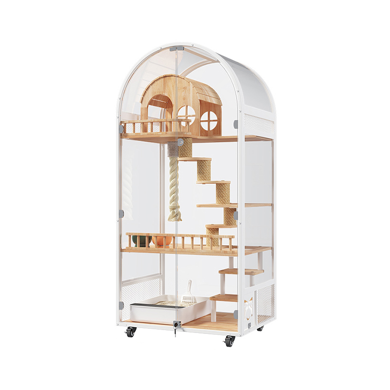 실내 나무 고양이 집 호텔 파노라마 빌라 단단한 고양이 케이지 인클로저 캐비닛