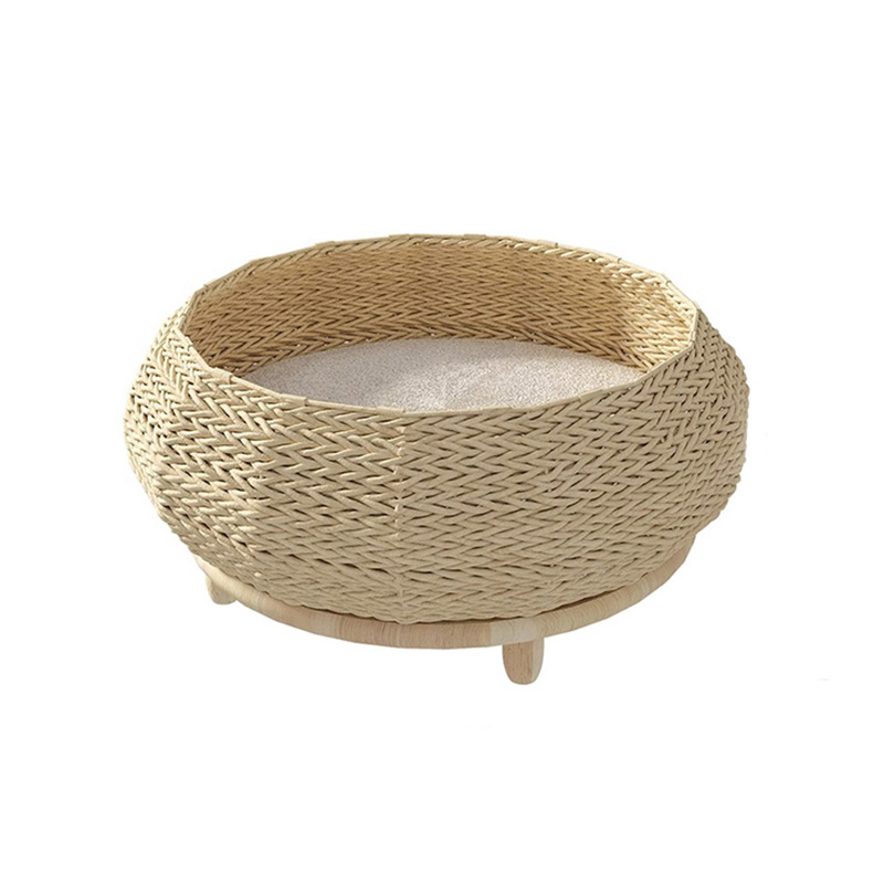 수제 천연 크래프트 종이 둥지 짠 고양이 개 침대